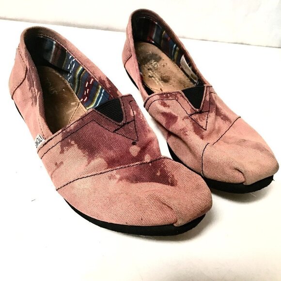 Toms Slip ons Size 8.5 flats Acid wash Tie Dye Cotton brown Grunge Ballet - Picture 4 of 7
